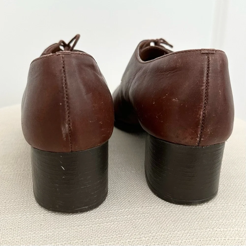 Vintage Brown Suede Leather Heeled Loafer Shoes- Preppy Collegiate Fall Office